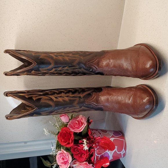 Men TONY LAMA MT0102 smooth quill ostrich leather western style boots (sz 8.5D) - Picture 3 of 10
